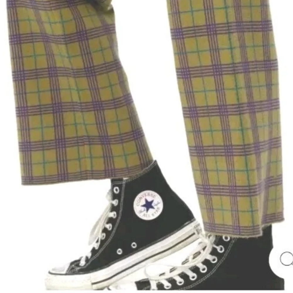 DAYDREAMER Joggers Sweatpants Olive Plaid Athleisure Womens Sz Large - Picture 2 of 8